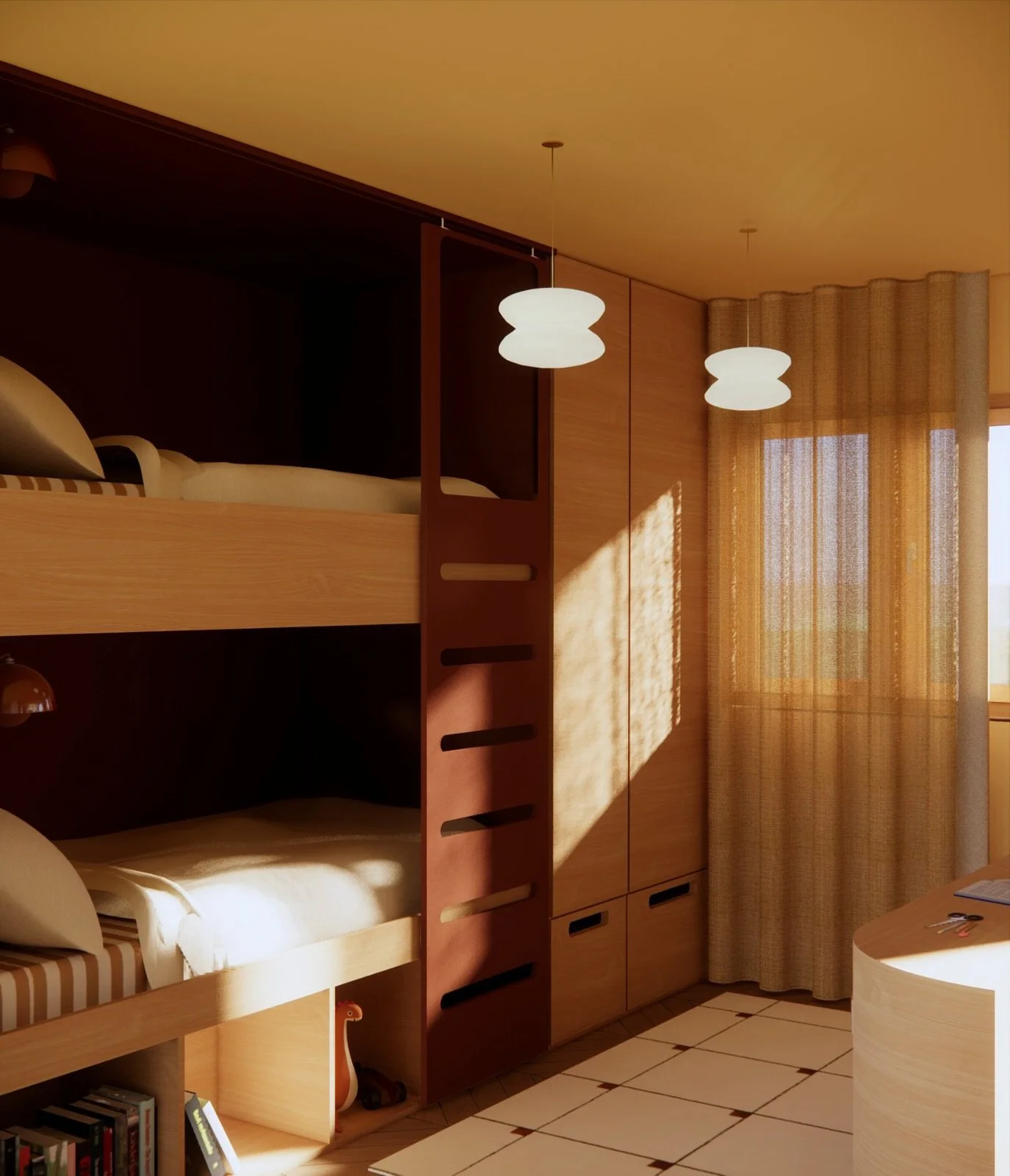 Un cocon pens&eacute; pour deux petits ! 🧒 👧 

Un espace con&ccedil;u pour accueillir les enfants comme &agrave; la maison, dans une ambiance cabane enveloppante aux tons sombres et chaleureux.

Les lits superpos&eacute;s, &agrave; la fois esth&eac