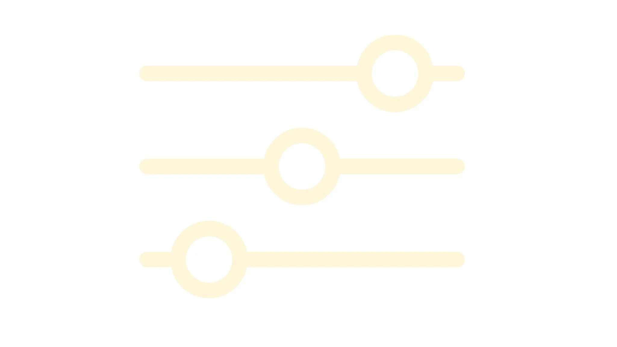 Trois curseurs de réglage horizontaux, de couleur jaune pâle, sur un fond blanc.