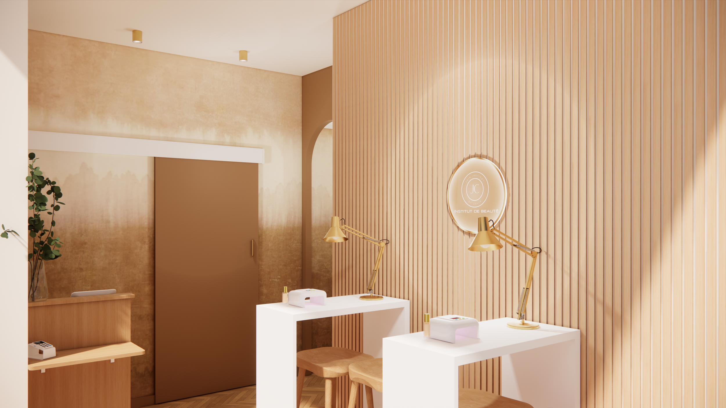 institut de beauté renovée avec une ambiance chaleureuse et douce