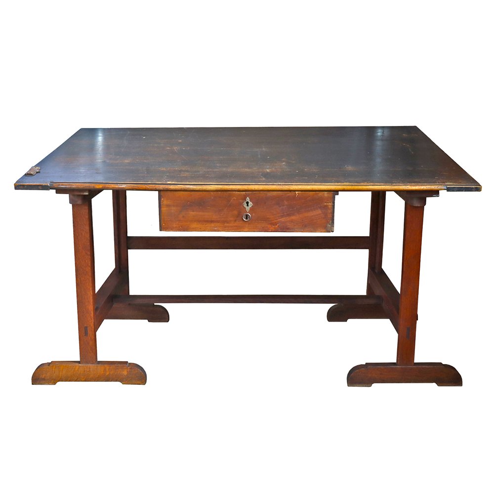 Large Oak Base Drafting Table - Aurora Mills