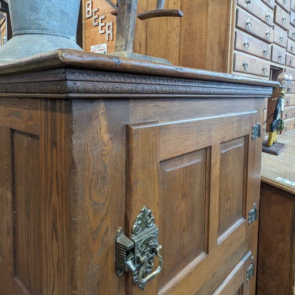 Antique Oak Refrigerator Wine Bar - Aurora Mills