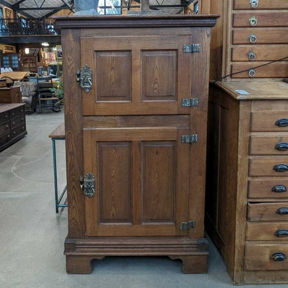 Antique Oak Refrigerator Wine Bar - Aurora Mills