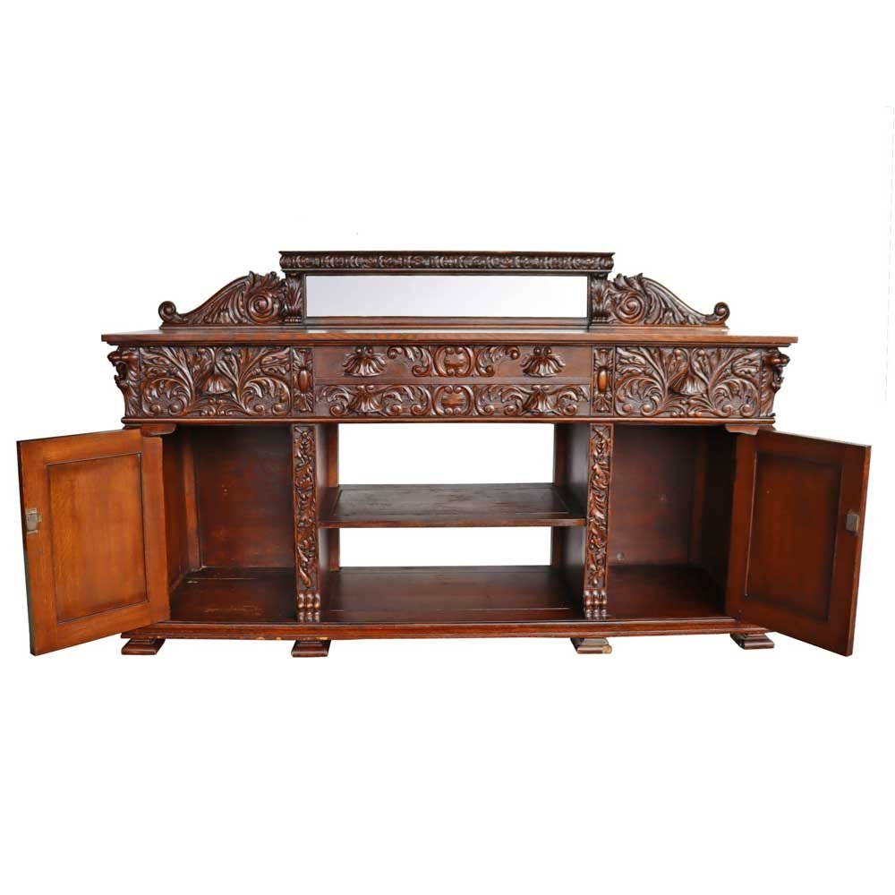 Carved Oak Buffet - Aurora Mills