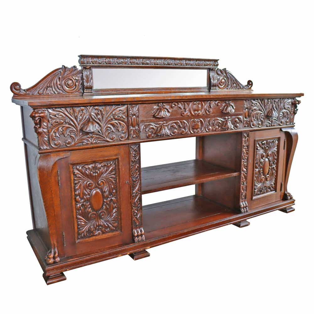 Carved Oak Buffet - Aurora Mills
