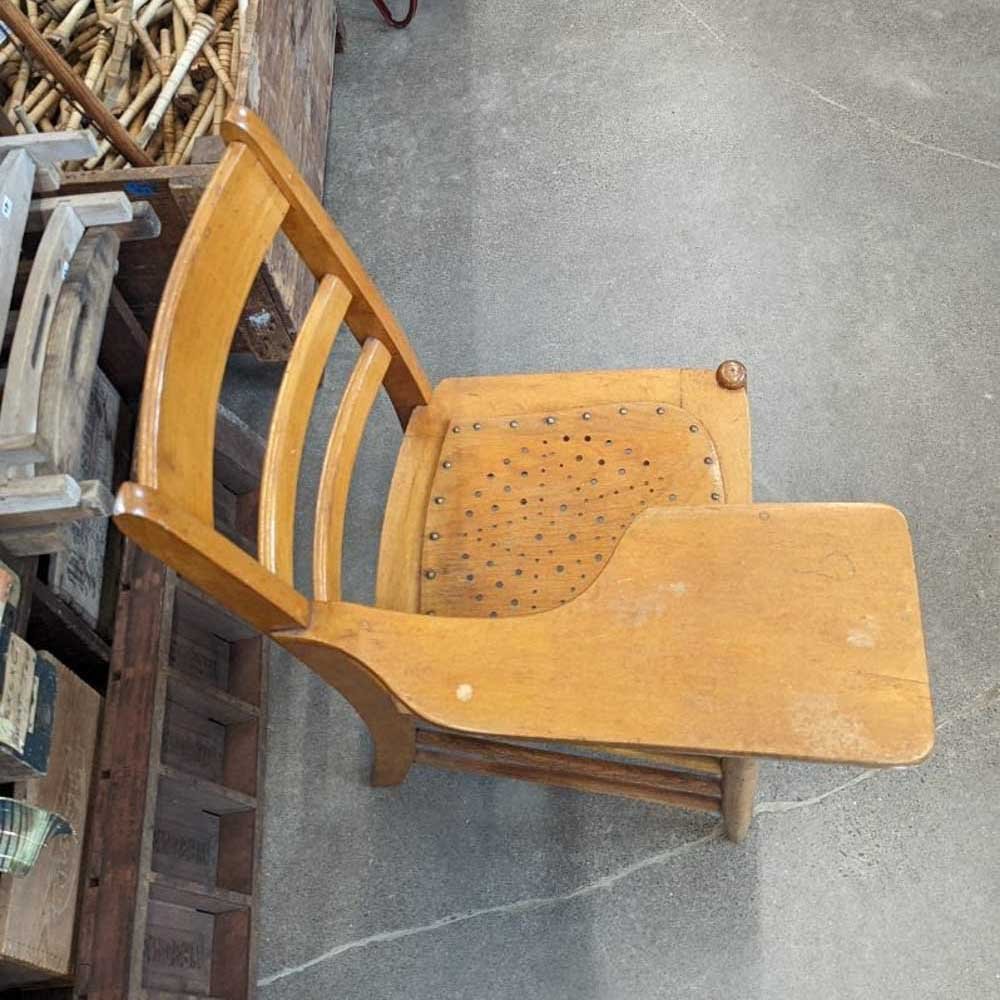 1930s Oak School Chair with Writing Desk - Aurora Mills
