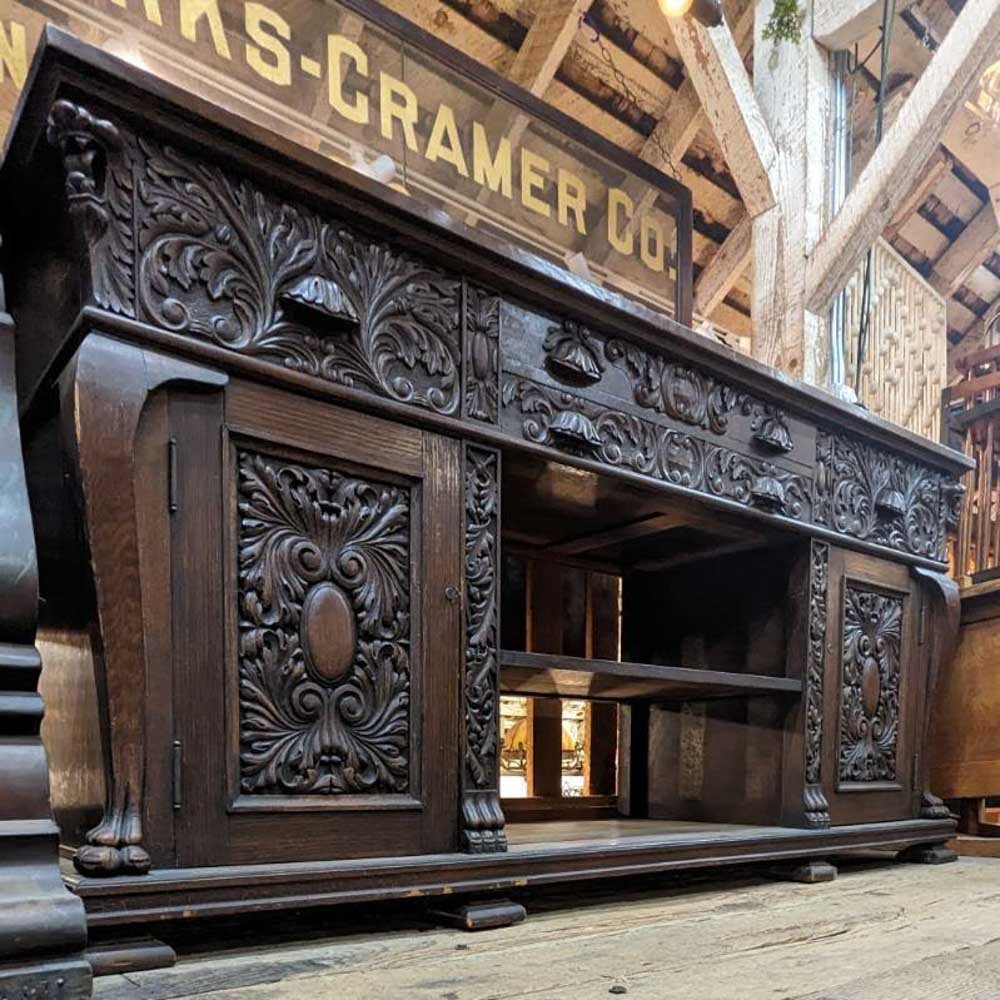 Carved Oak Buffet - Aurora Mills