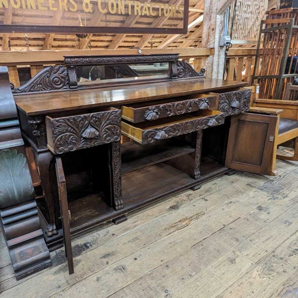 Carved Oak Buffet - Aurora Mills