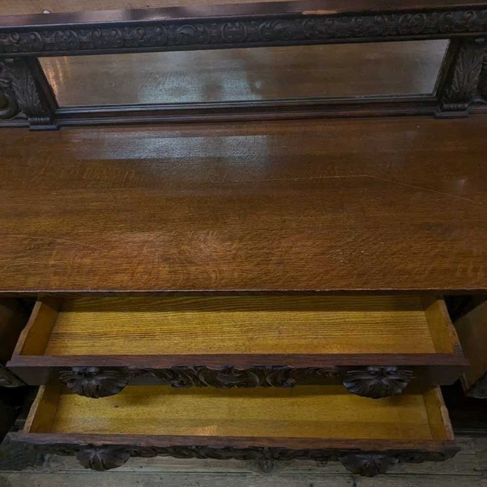 Carved Oak Buffet - Aurora Mills