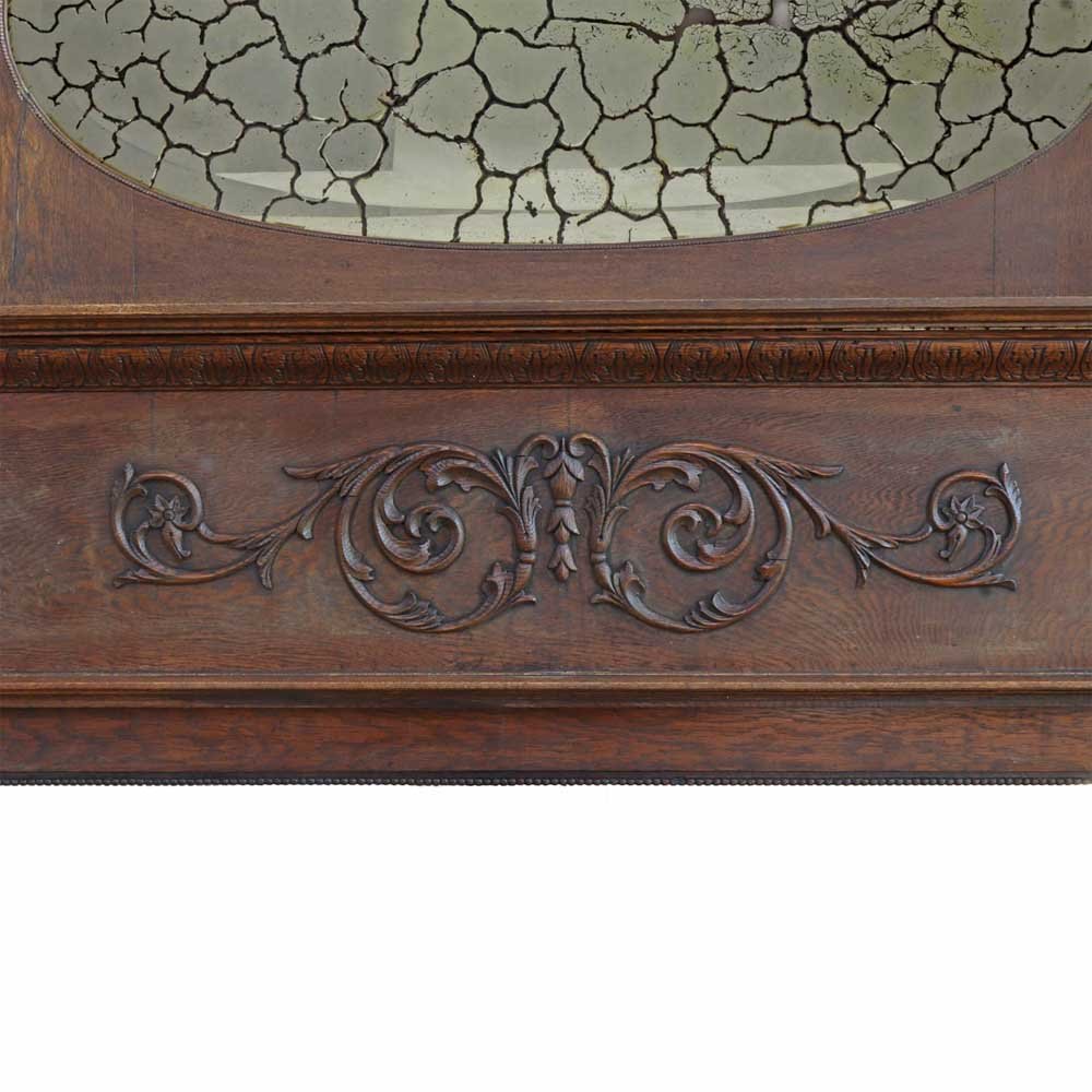Oak Mantel with Oval Mirror - Aurora Mills