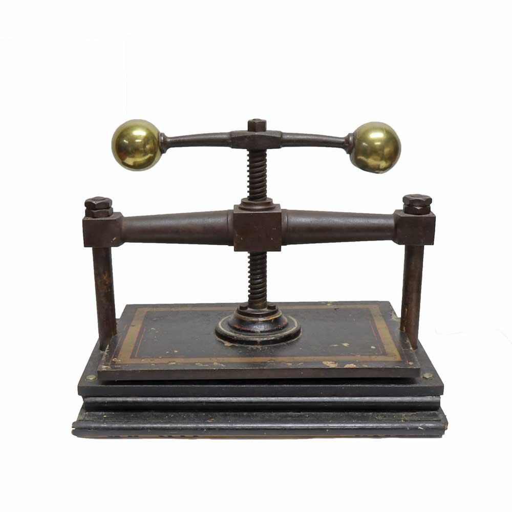 Brass Ball Book Press - need dims - Aurora Mills
