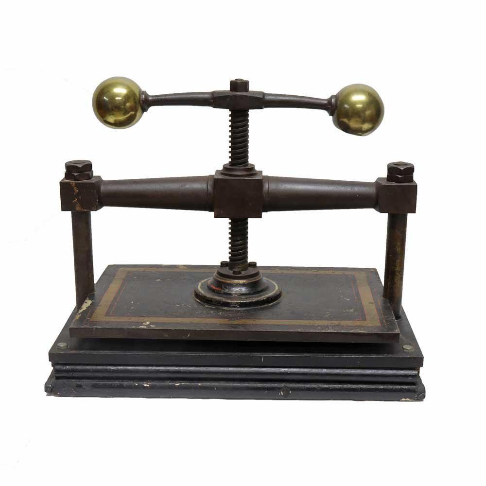 Brass Ball Book Press - need dims - Aurora Mills
