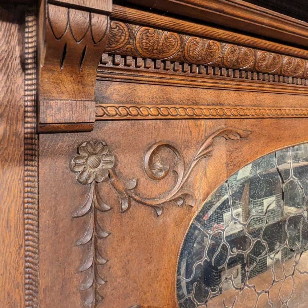 Oak Mantel with Oval Mirror - Aurora Mills