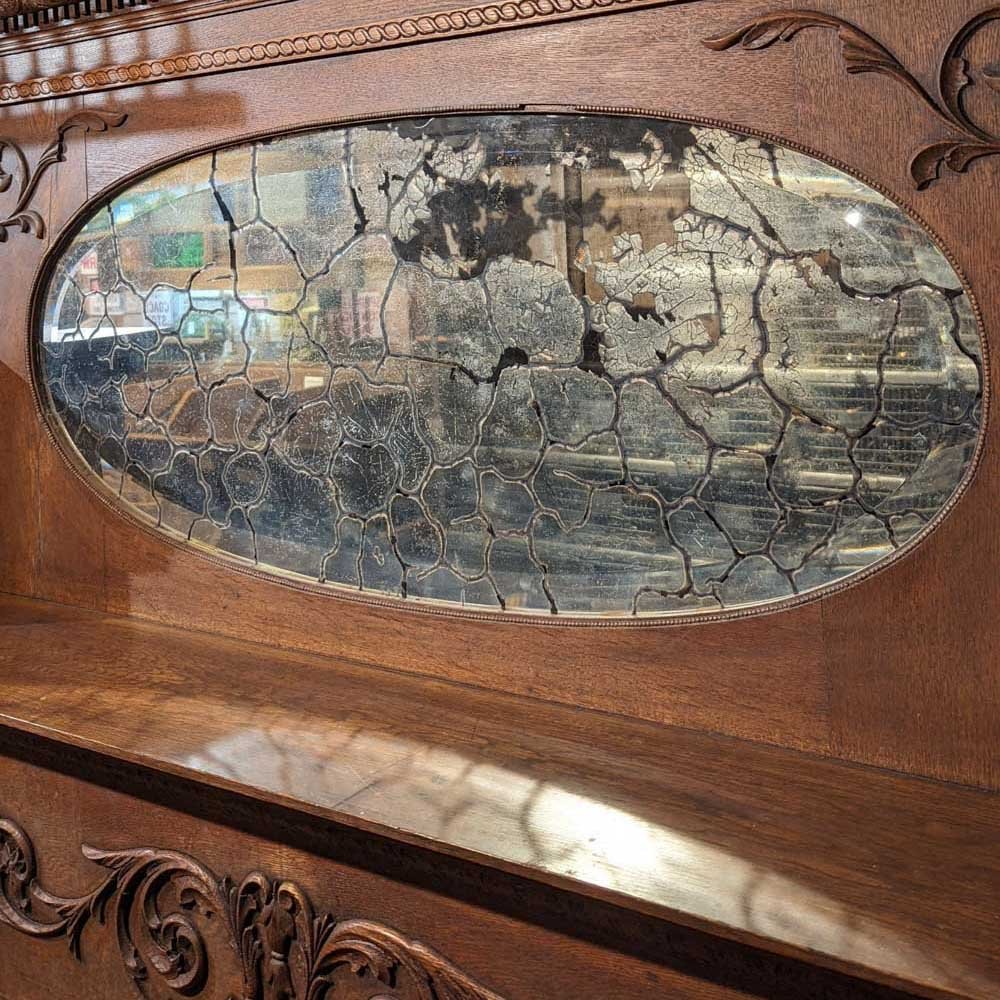 Oak Mantel with Oval Mirror - Aurora Mills