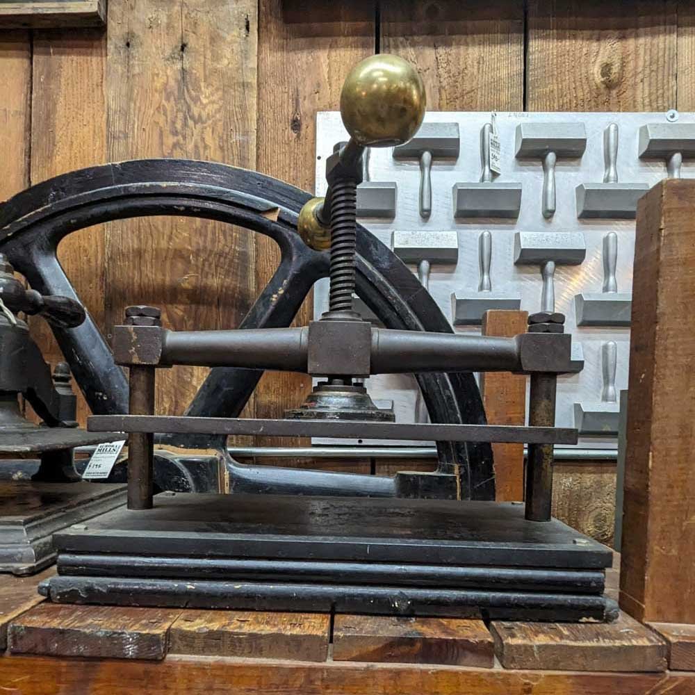 Brass Ball Book Press - need dims - Aurora Mills