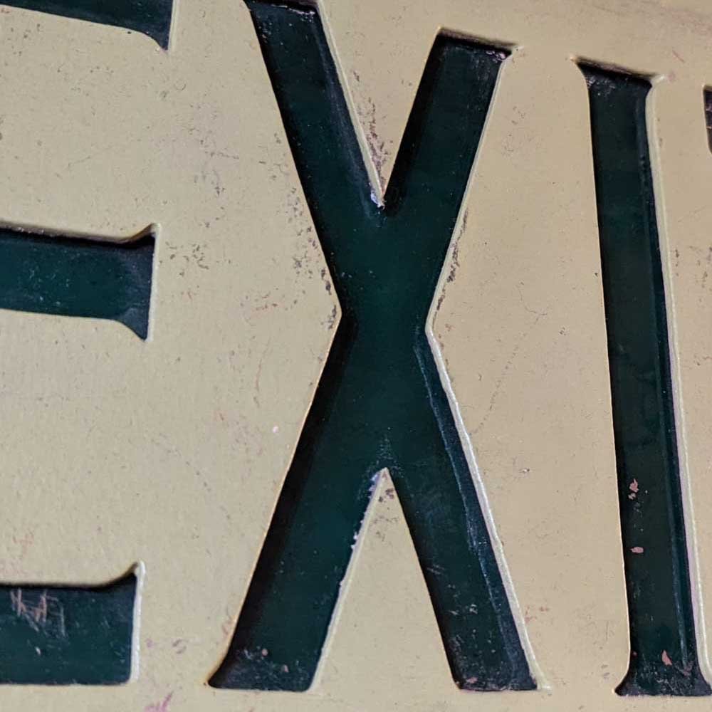 Green Glass Metal Exit Sign - Aurora Mills