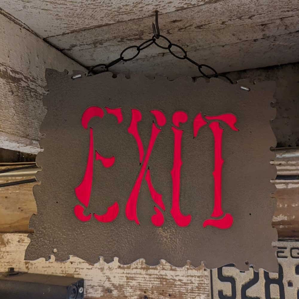 Red Slag Glass Theater Exit Sign - Aurora Mills