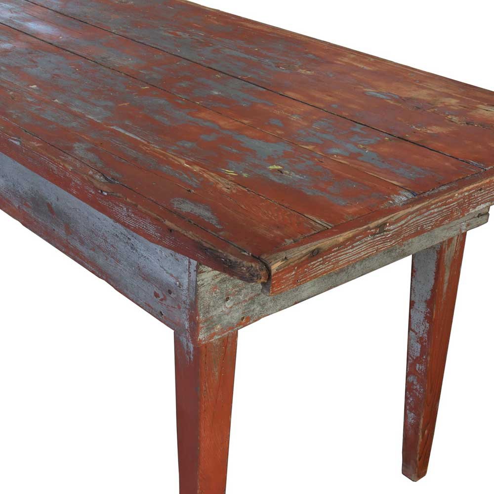 Primitive Red Farm Table - Aurora Mills