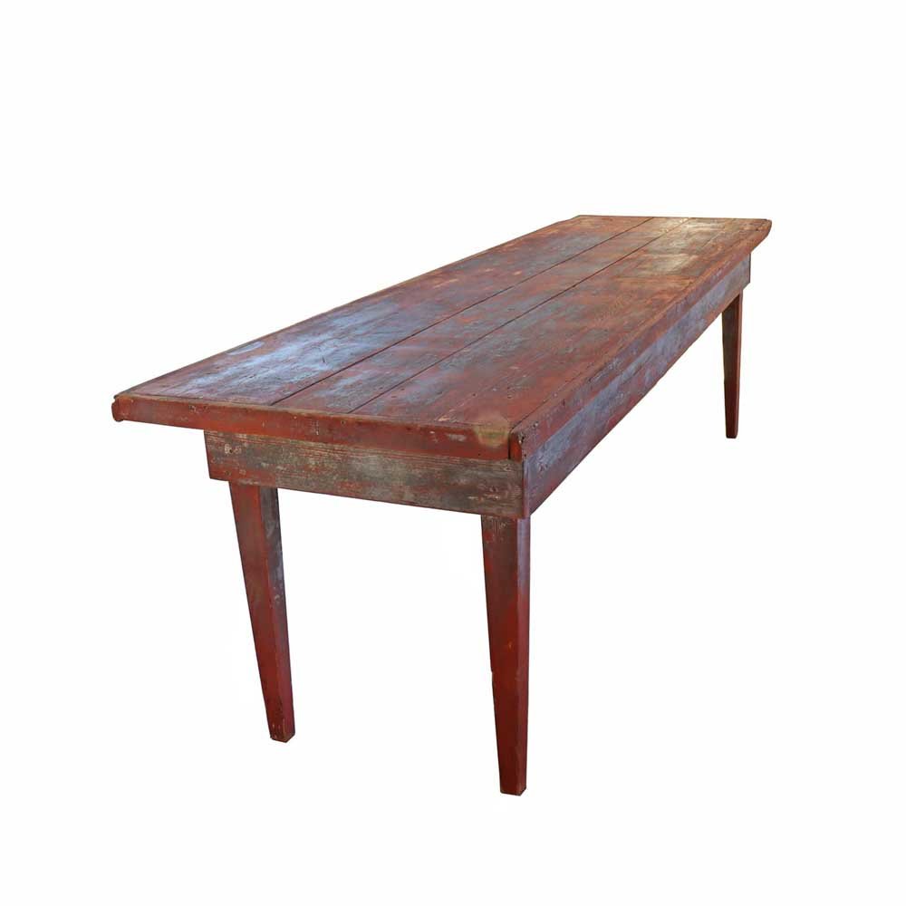 Primitive Red Farm Table - Aurora Mills