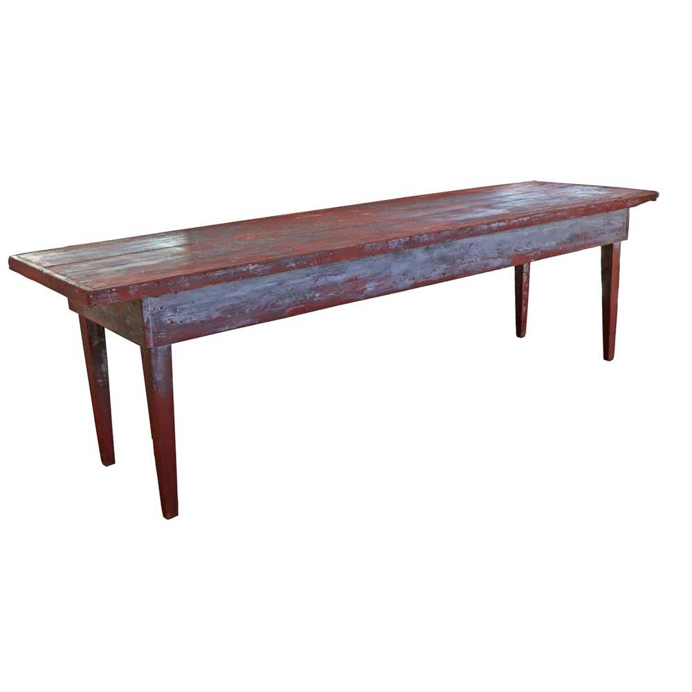 Primitive Red Farm Table - Aurora Mills