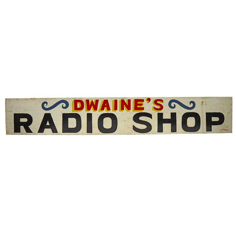 Hand Painted Dwaine’s Radio Shop Sign - Aurora Mills