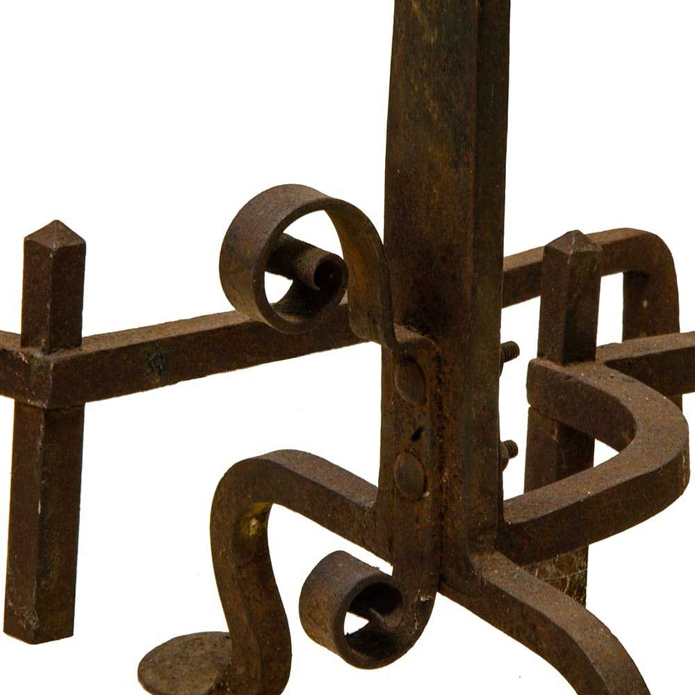 Hand Forged Andirons with Laced Spire - Aurora Mills