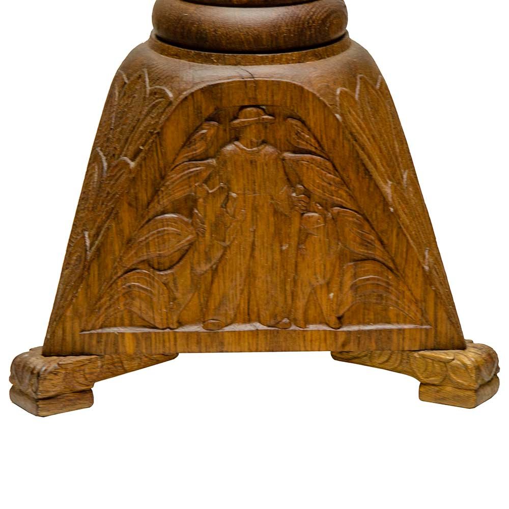 Danish Carved Oak Candle Stand - Aurora Mills