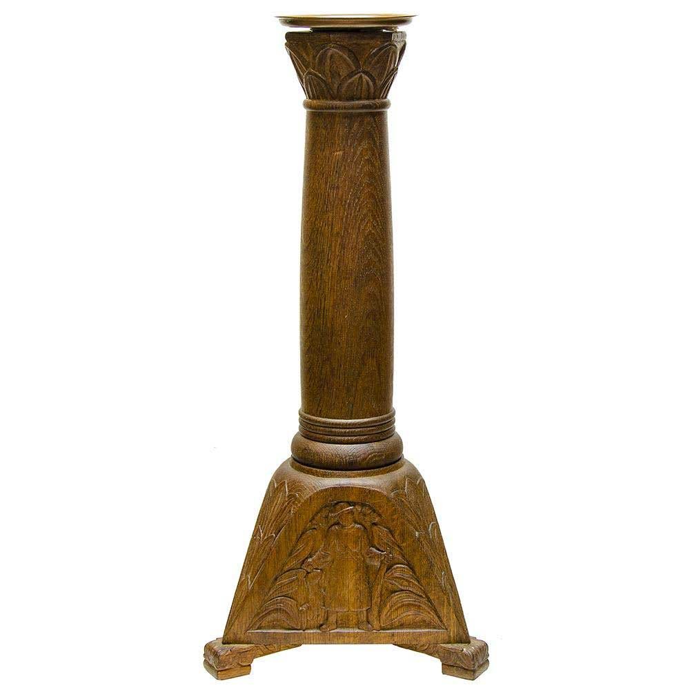 Danish Carved Oak Candle Stand - Aurora Mills