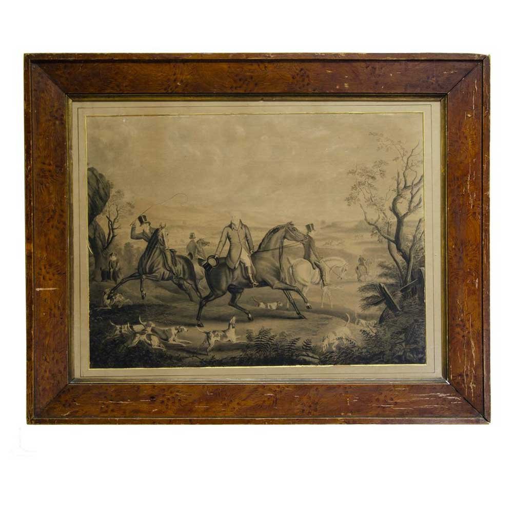 19th Century Ink and Brush Hunt Scene - Aurora Mills