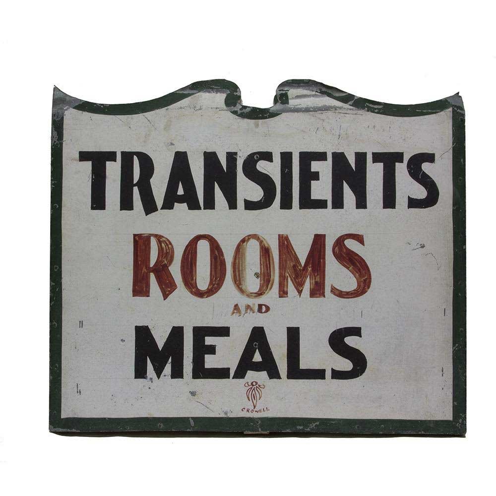 Vintage Transient Meals Sign - Double Sided - Aurora Mills