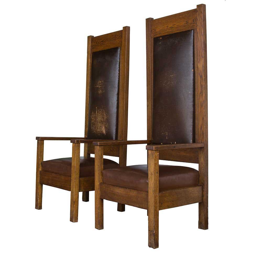 Oak Fraternal Lodge Chairs - 1 Pair - Aurora Mills