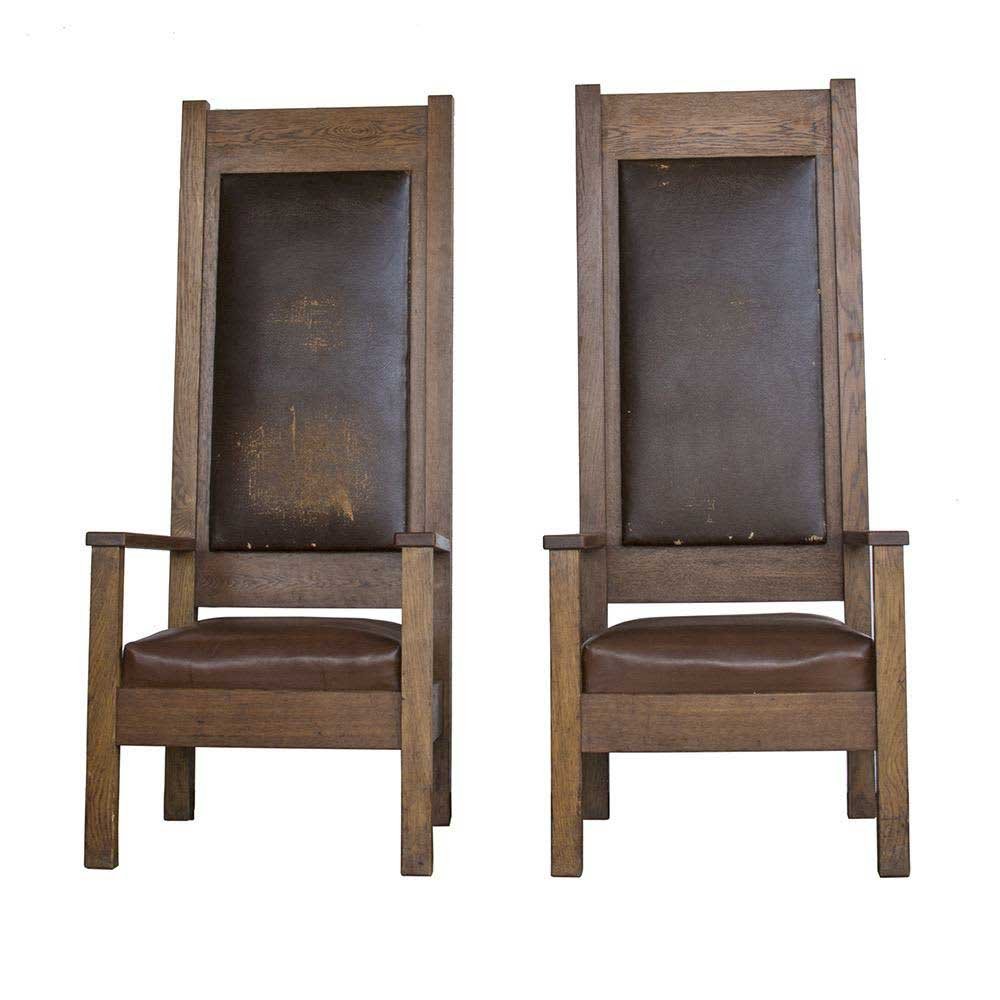 Oak Fraternal Lodge Chairs - 1 Pair - Aurora Mills