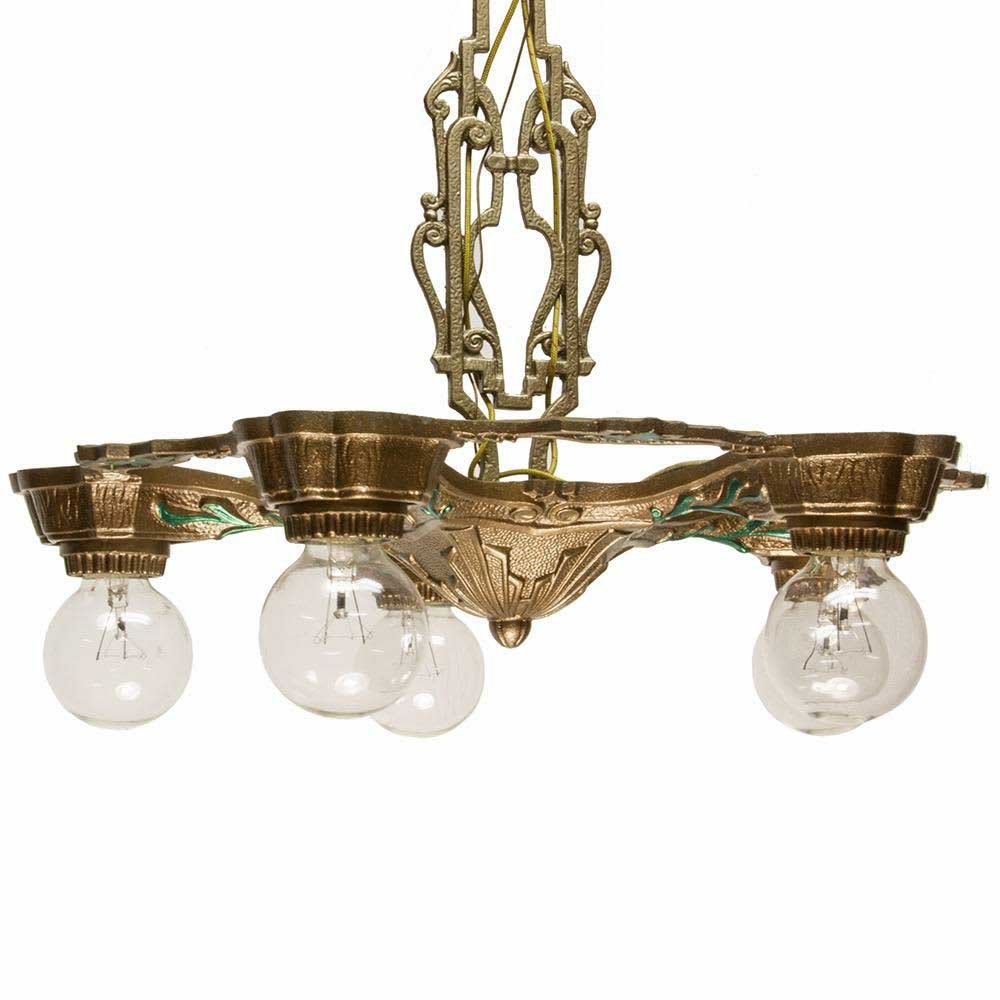 1930s Bare Bulb Pendant Chandelier - Aurora Mills