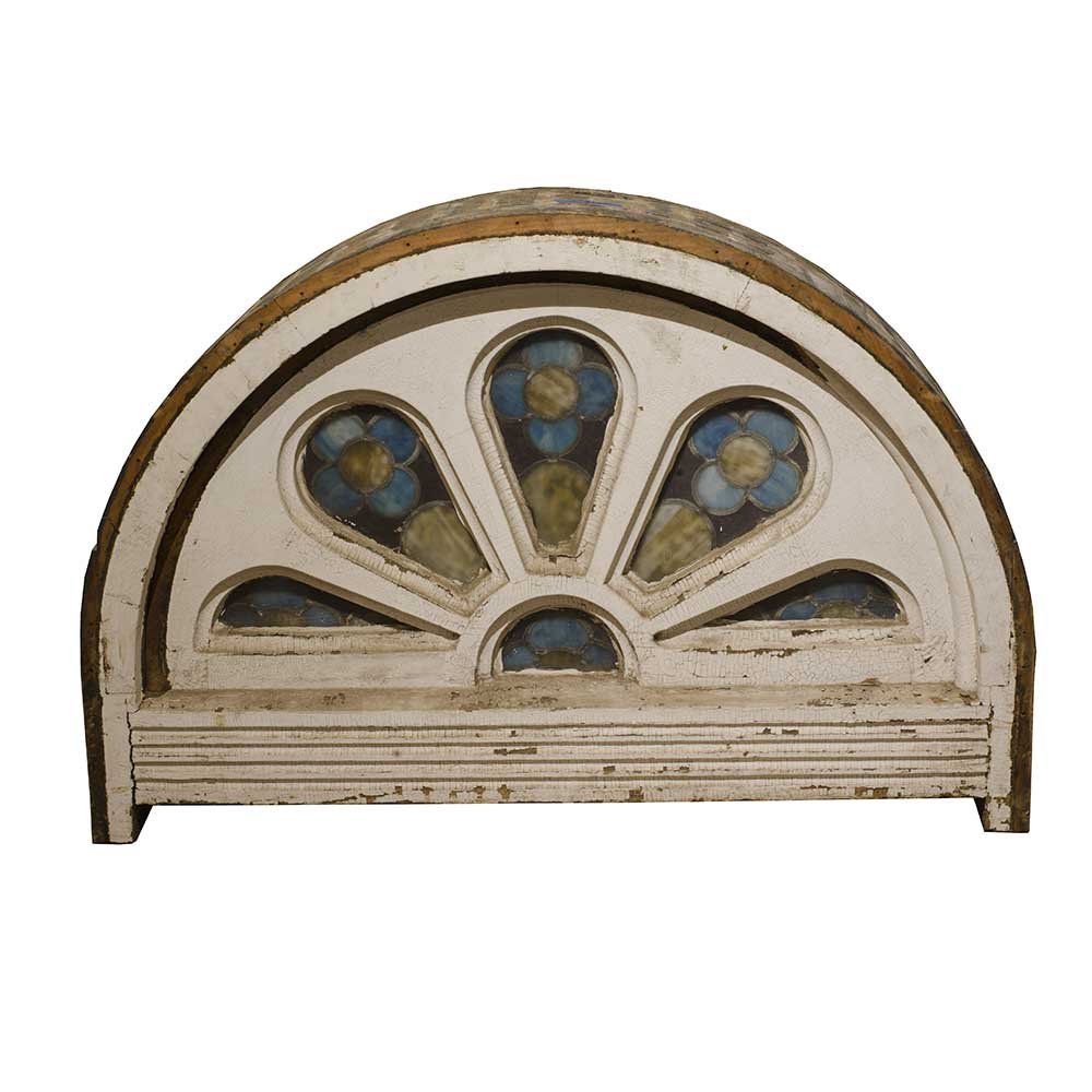 Arched Church Fanlight Stained Glass Window - Aurora Mills