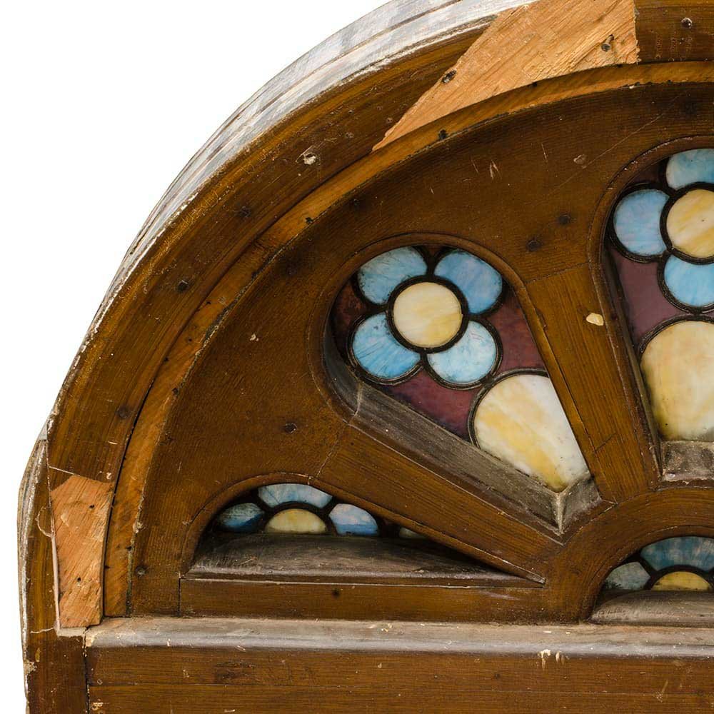 Arched Church Fanlight Stained Glass Window - Aurora Mills