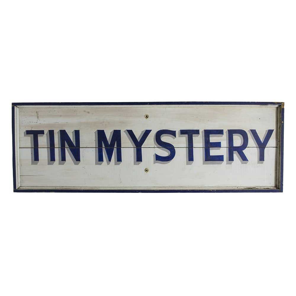 Tin Mystery Sign - Aurora Mills