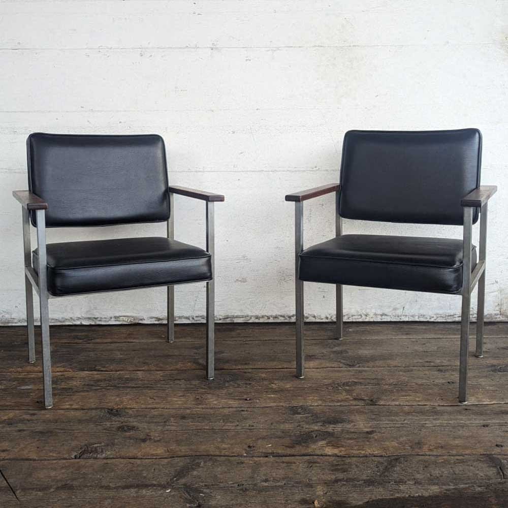 Pair of Mid Century Black Chairs - Aurora Mills