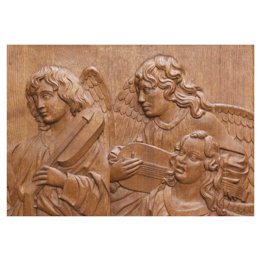 Carved Oak Panel with Angels - Aurora Mills