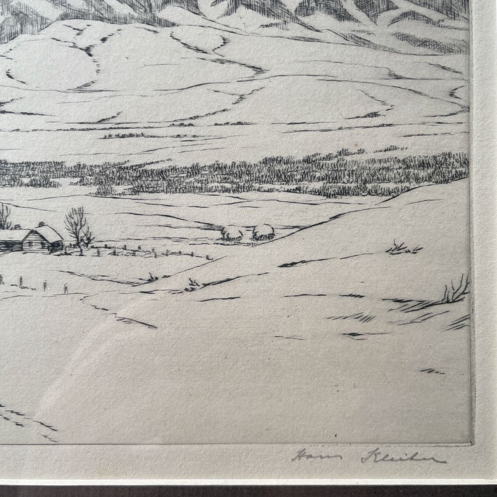 "Winter" etching by Hans Kleiber - Aurora Mills