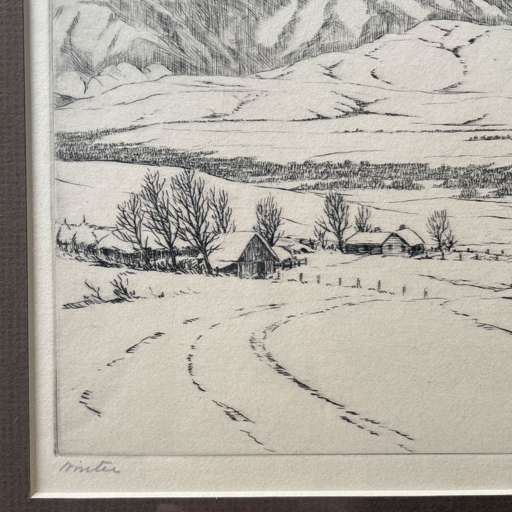 "Winter" etching by Hans Kleiber - Aurora Mills