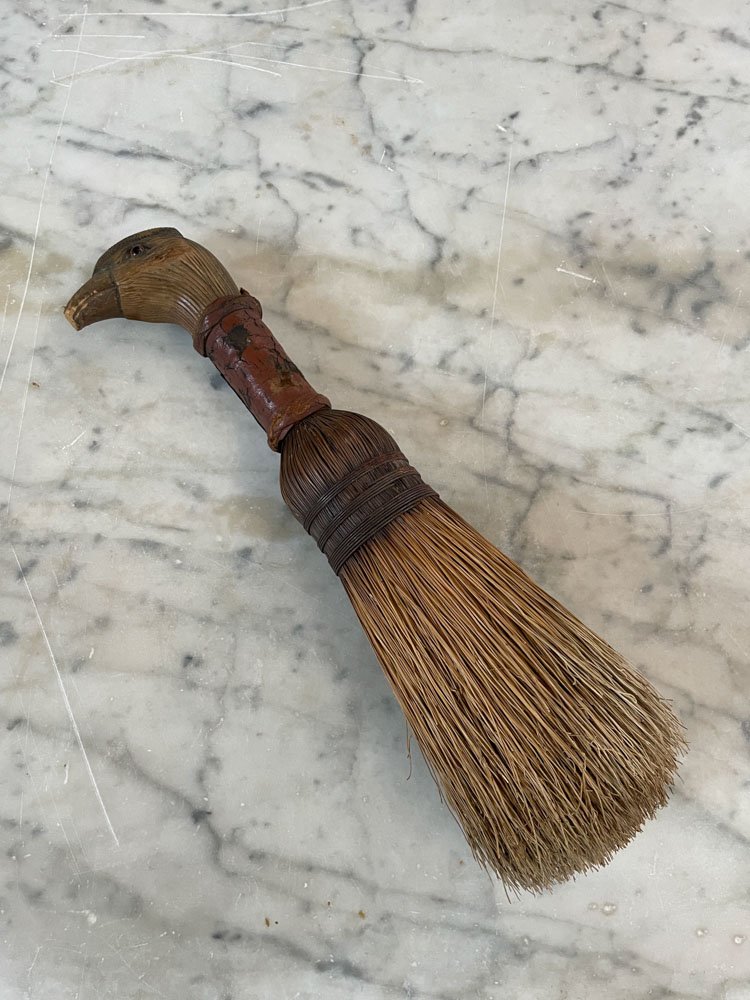 Rustic Carved Pheasant Head Whisk Broom - Aurora Mills