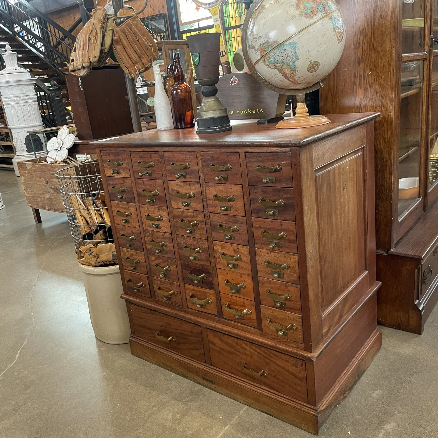 Card Catalog Cabinet with Brass Hardware  Aurora Mills