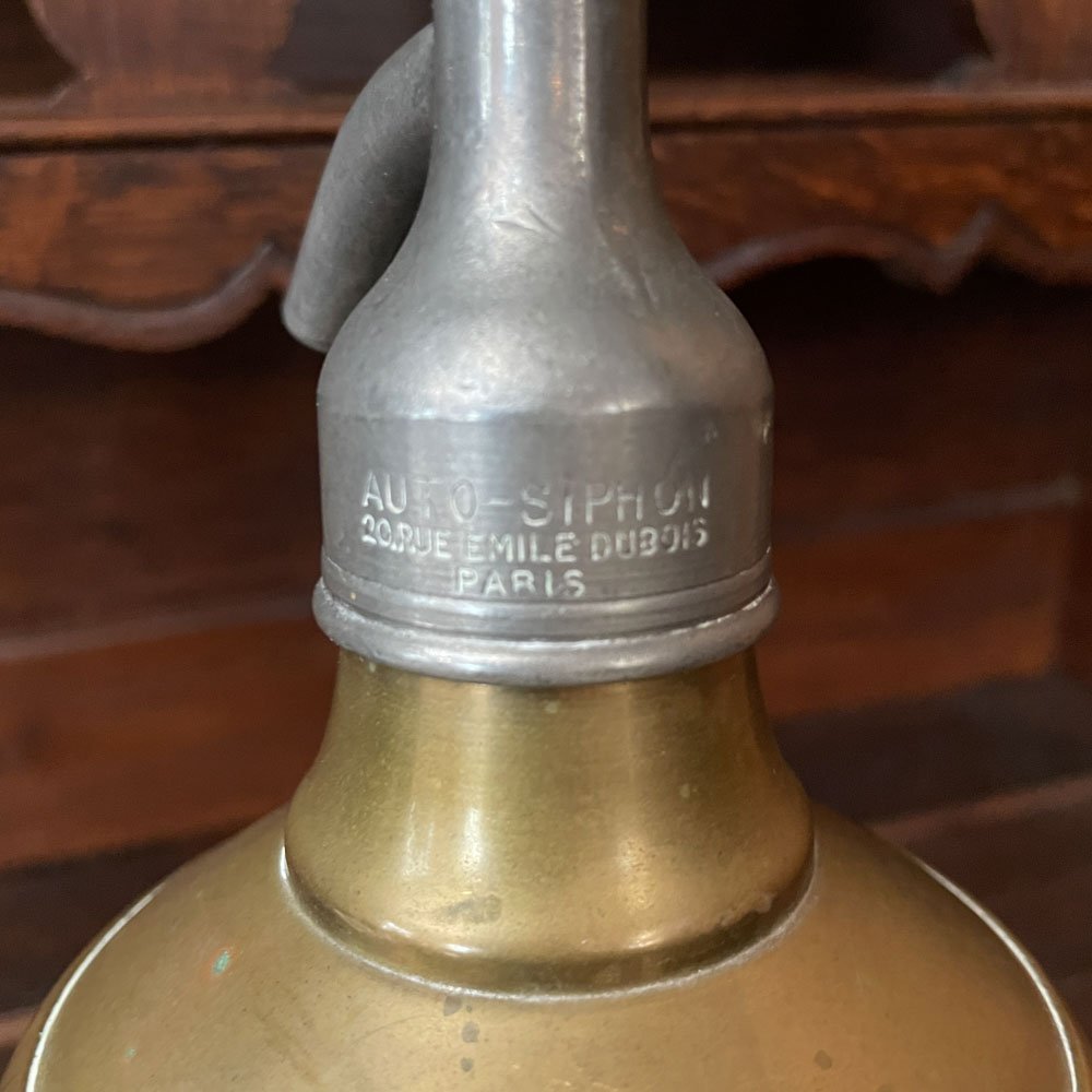 French Brass Seltzer Siphon and Cage (no bottle) - Aurora Mills