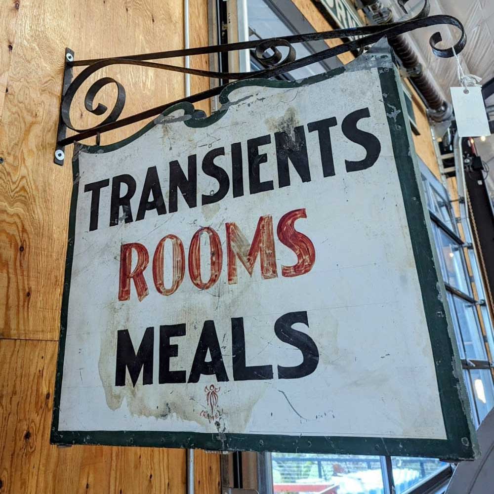 Vintage Transient Meals Sign - Double Sided - Aurora Mills