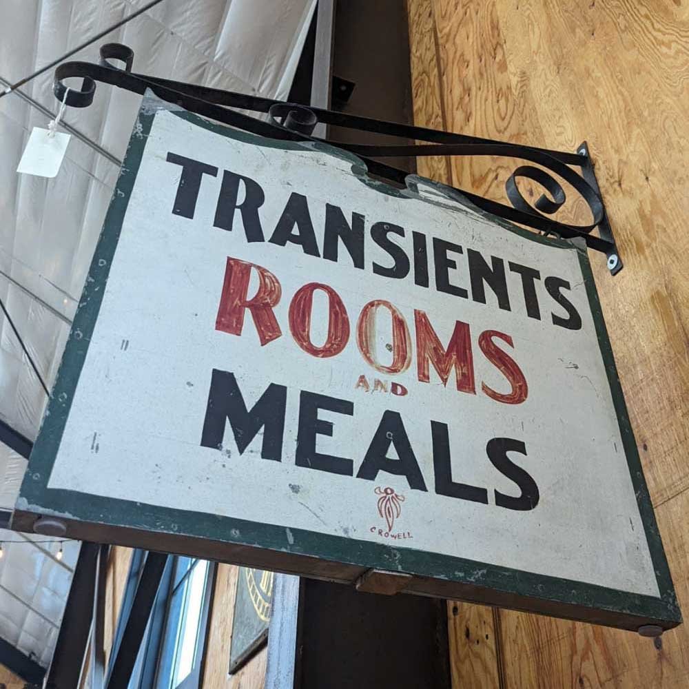 Vintage Transient Meals Sign - Double Sided - Aurora Mills