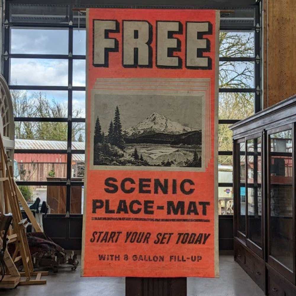 “Free” Mt. Hood Placemat Tourist Banner - Aurora Mills