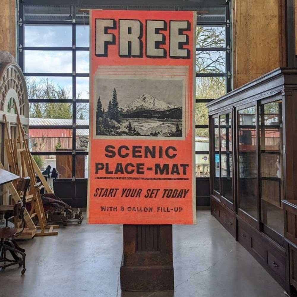 “Free” Mt. Hood Placemat Tourist Banner - Aurora Mills