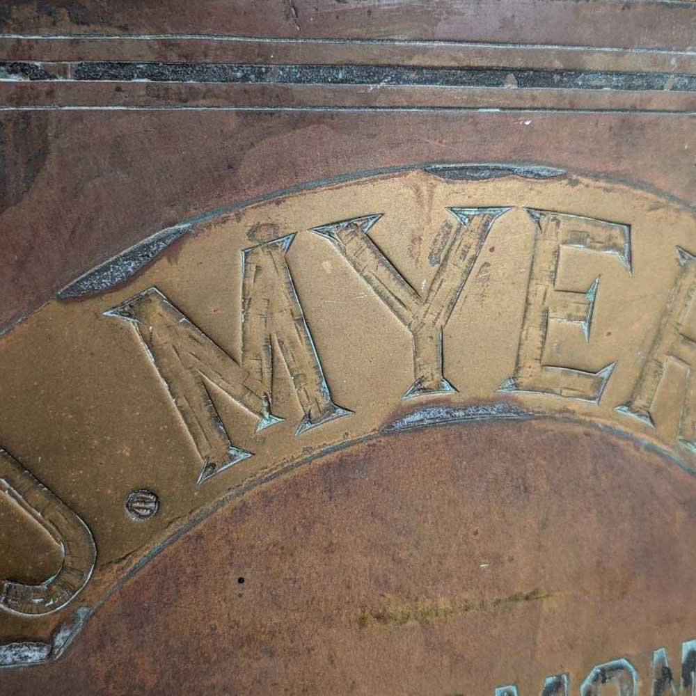 Curved Brass J. Myers Jeweler’s Sign - Aurora Mills