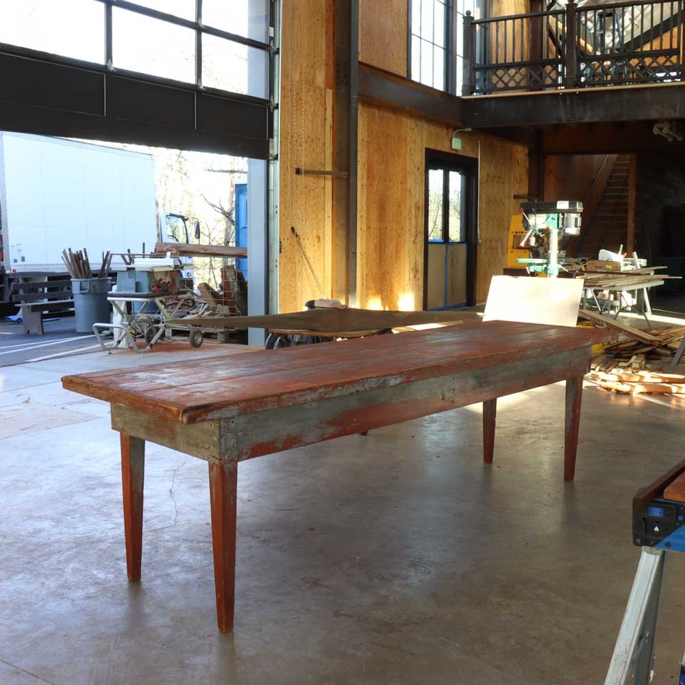 Primitive Red Farm Table - Aurora Mills