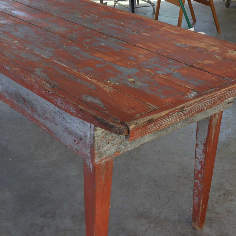 Primitive Red Farm Table - Aurora Mills