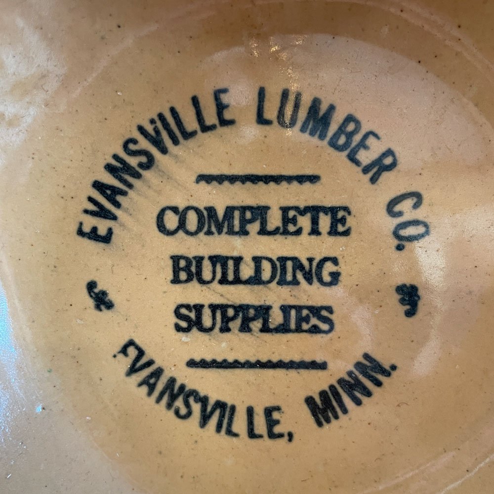 Art Deco Stoneware Mixing Bowl with Evansville Lumber Company Print - Aurora Mills